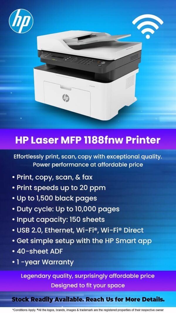 HP Laser MFP 1188fnw printer